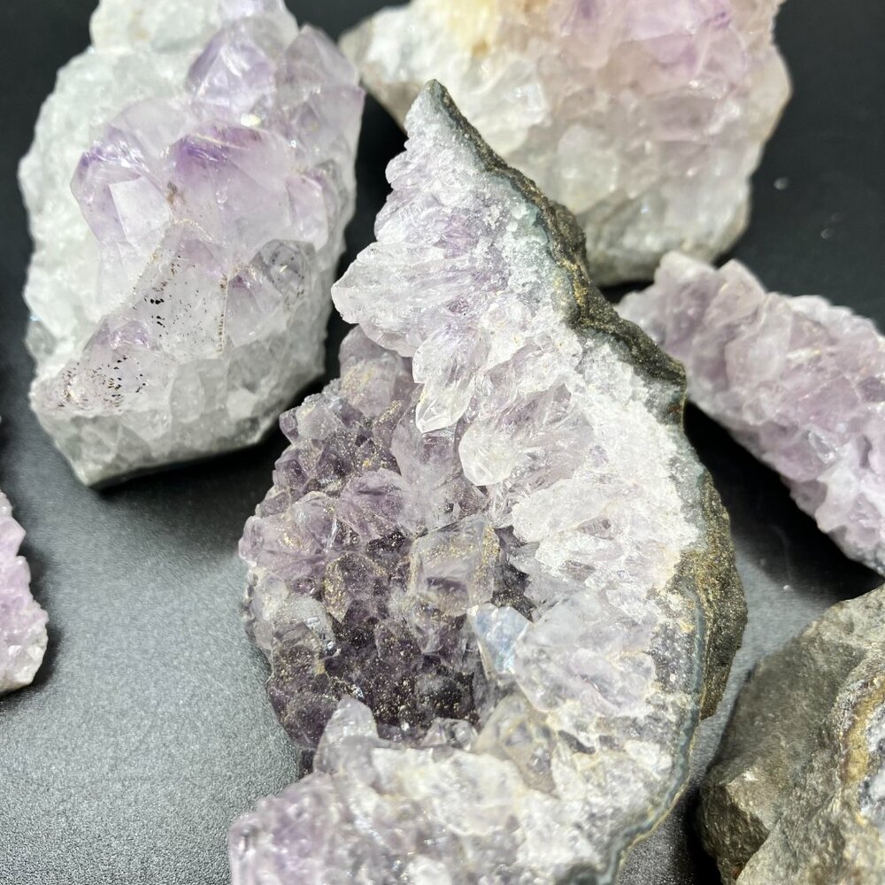 Natural Amethyst Crystal Clusters Set of 6 Brand New